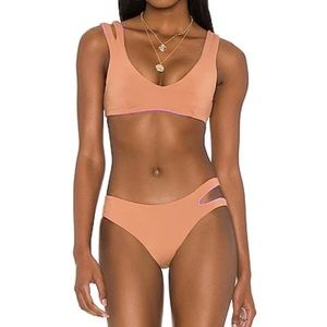 l*space wave bottom-reversible putty and pink bikini Small